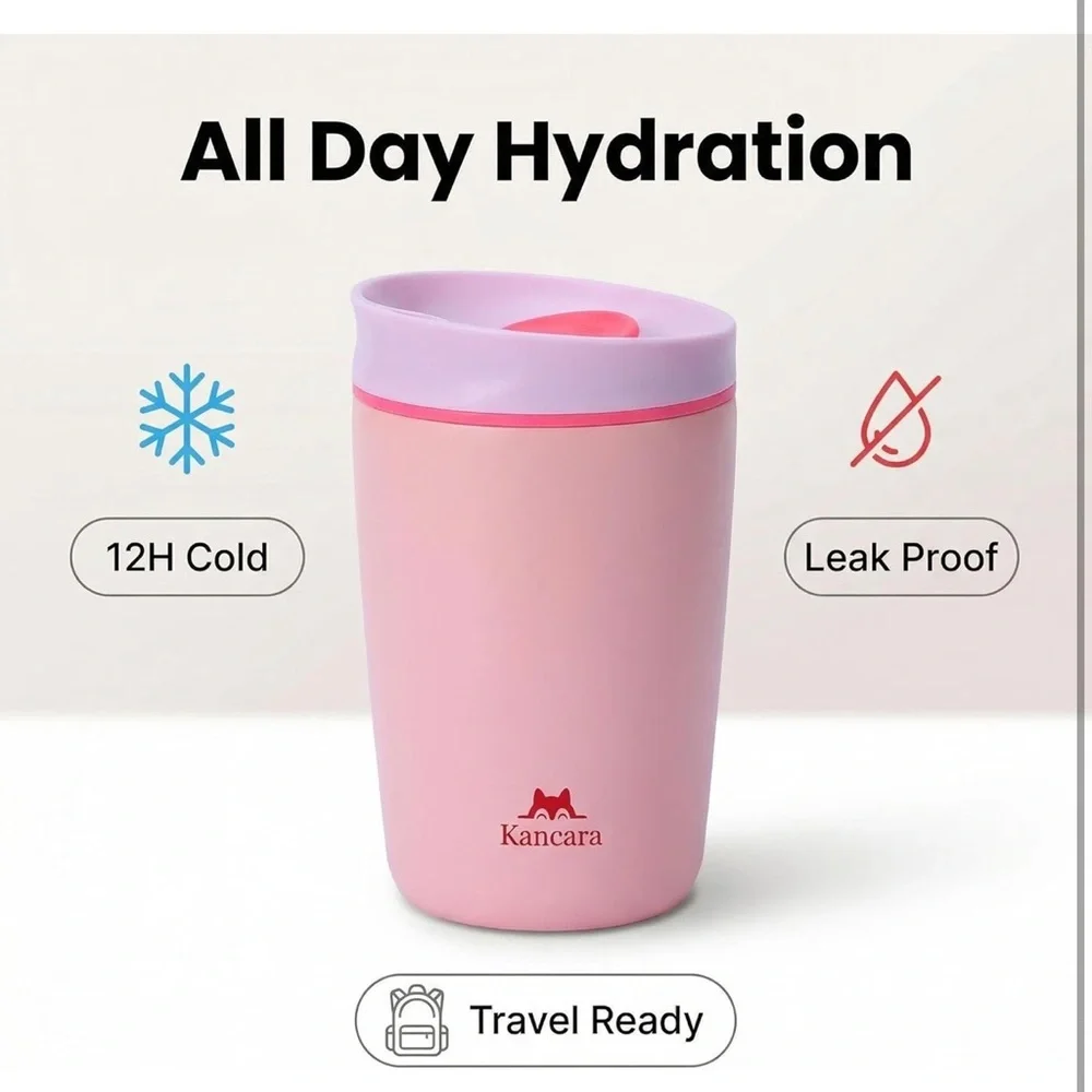 12 oz Travel insulated Tumbler with lid slider. Stainless steel coffee tumbler